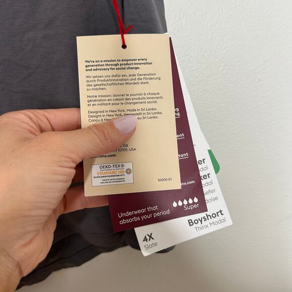 NWT Thinx Modal Boyshort Period Underwear Slate - Picture 3 of 4